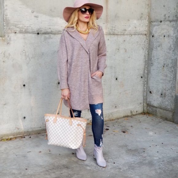 CHIC DOLLZ Hoodie Cardigan - Dusty Pink - Picture 4 of 6